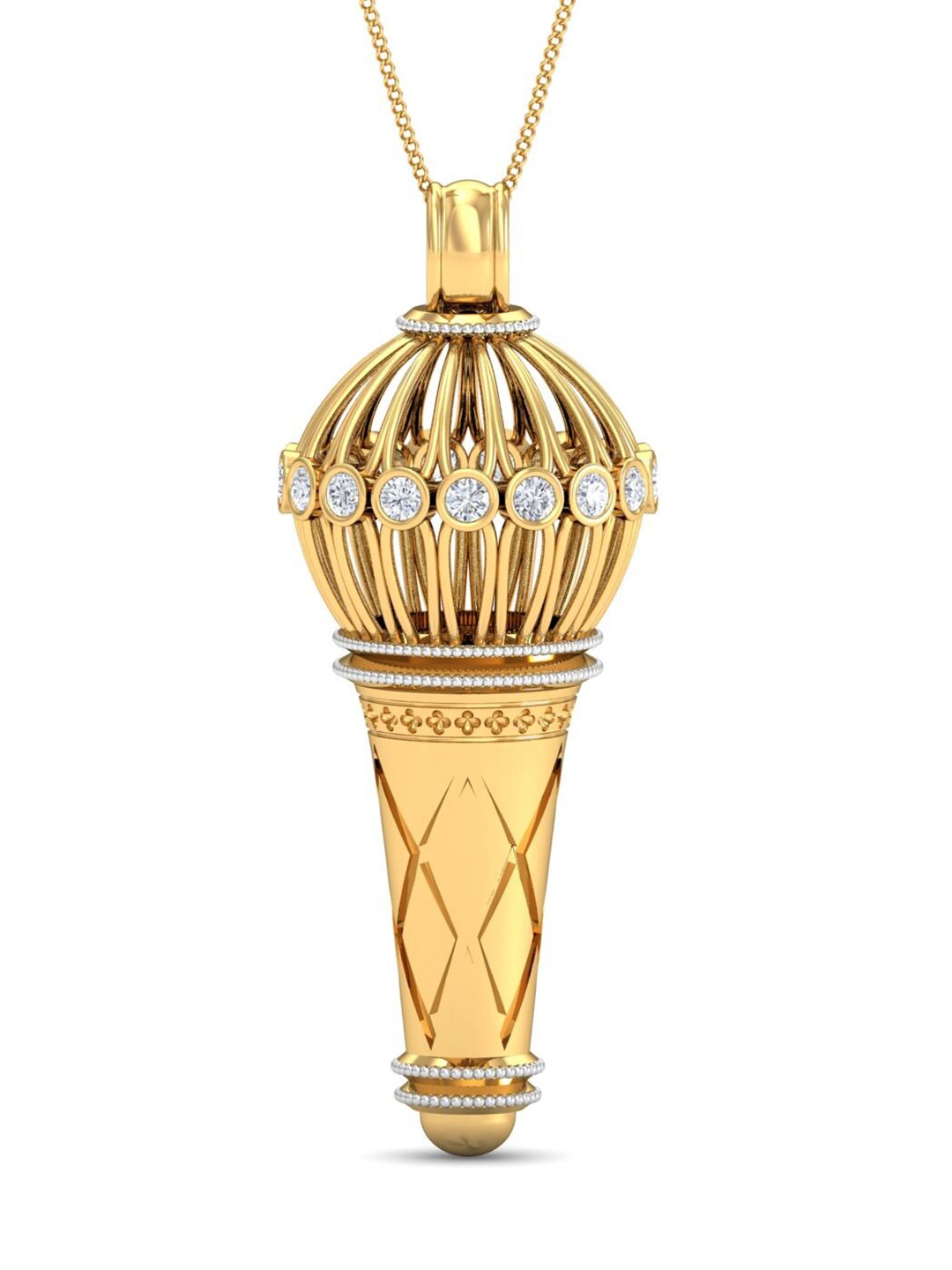 

KUBERBOX Men 18KT Gold Diamond-Studded Bajrang Bali Pendant 11.61 gm