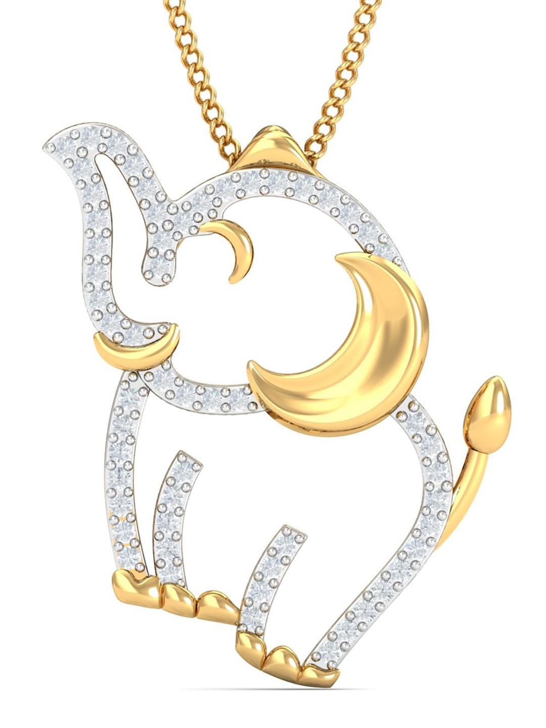 

KUBERBOX Elephant 18KT Gold Diamond Studded Pendant-1.8gm