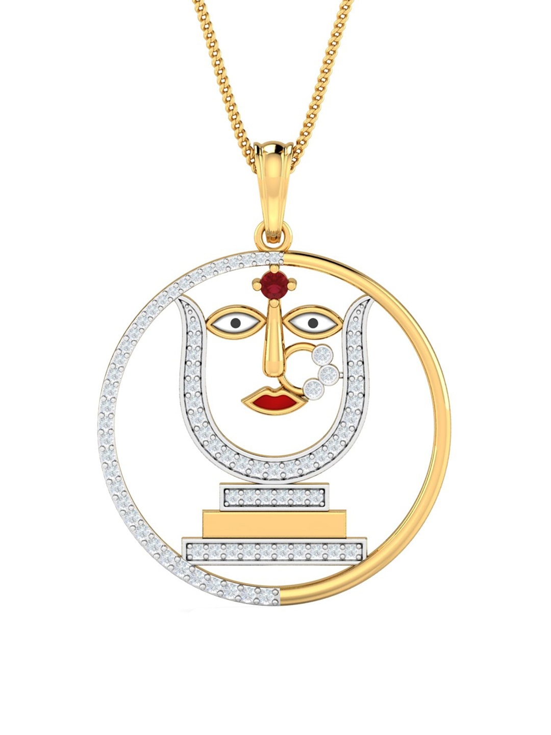 

KUBERBOX Rani Sati Dadi Ruby 18KT Gold Diamond-Studded Pendant-3.96gm