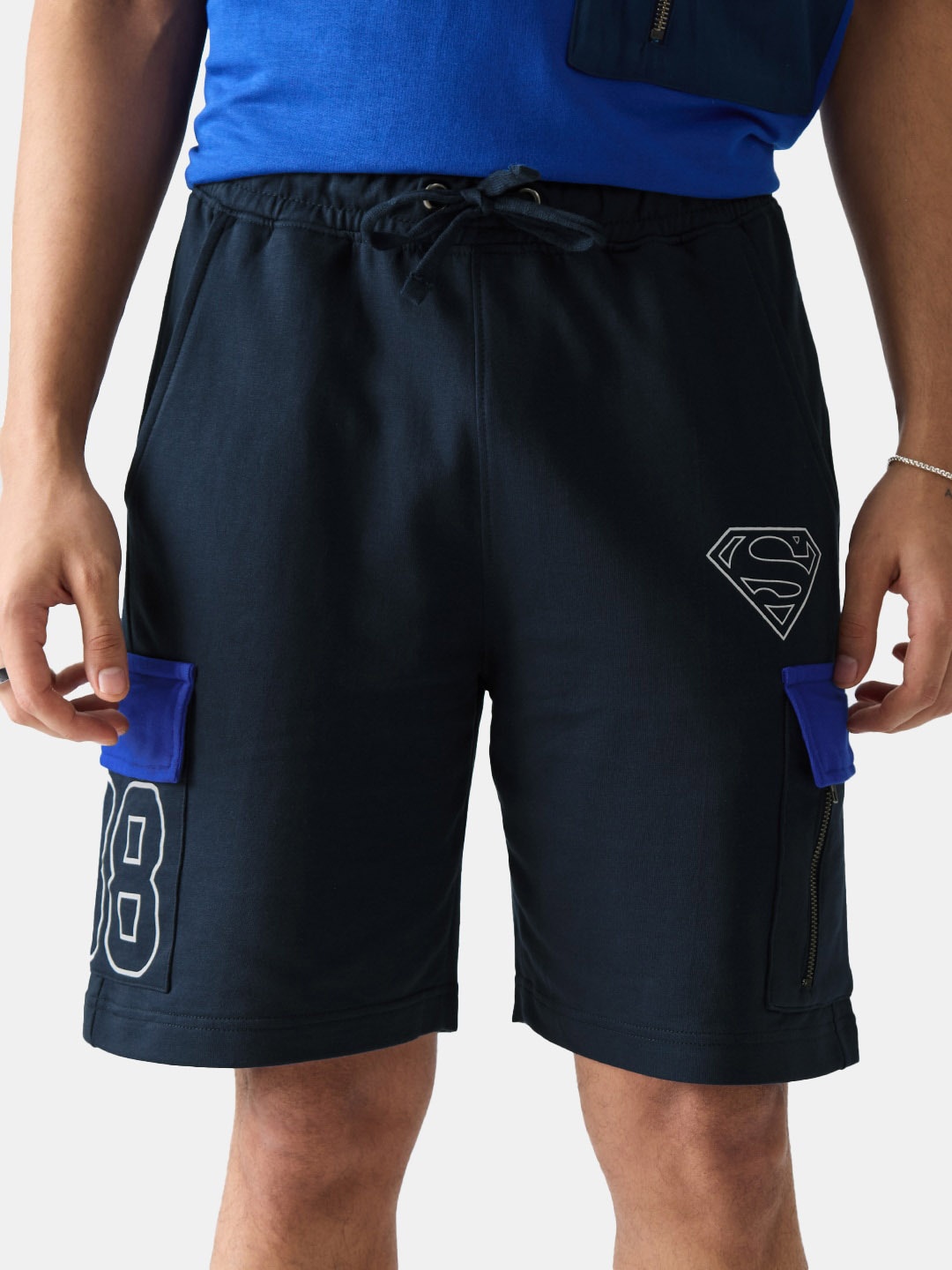 

The Souled Store Men Superman Printed Sports Shorts, Navy blue