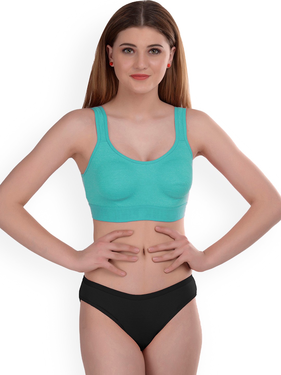 

AROUSY Cotton Non Padded Mid-Rise Lingerie Set, Sea green