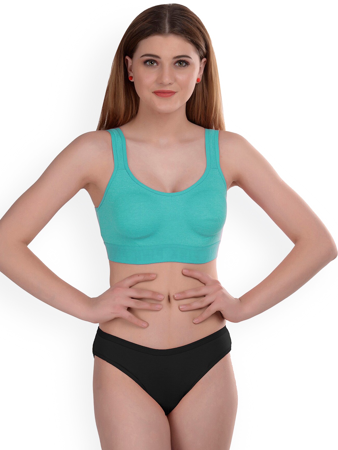 

AROUSY Cotton Non-Padded Non-Wired Bra & Mid-Rise Briefs Gayla Set_Blue_32