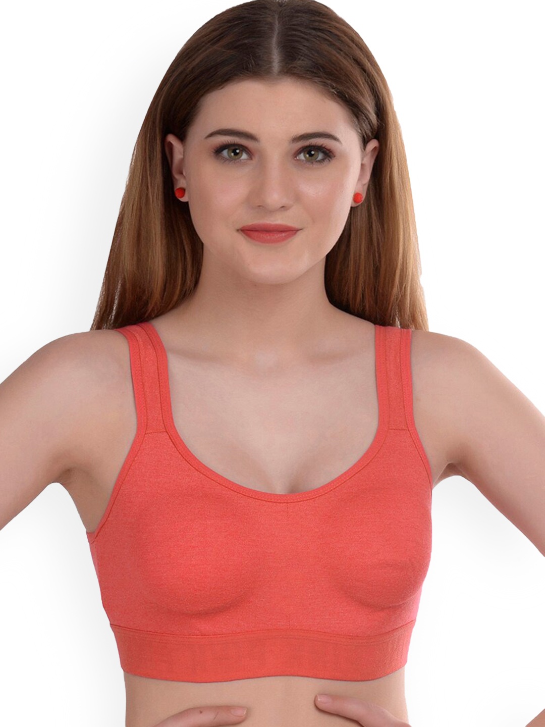 AROUSY Cotton Non Padded Mid-Rise Lingerie Set, Orange