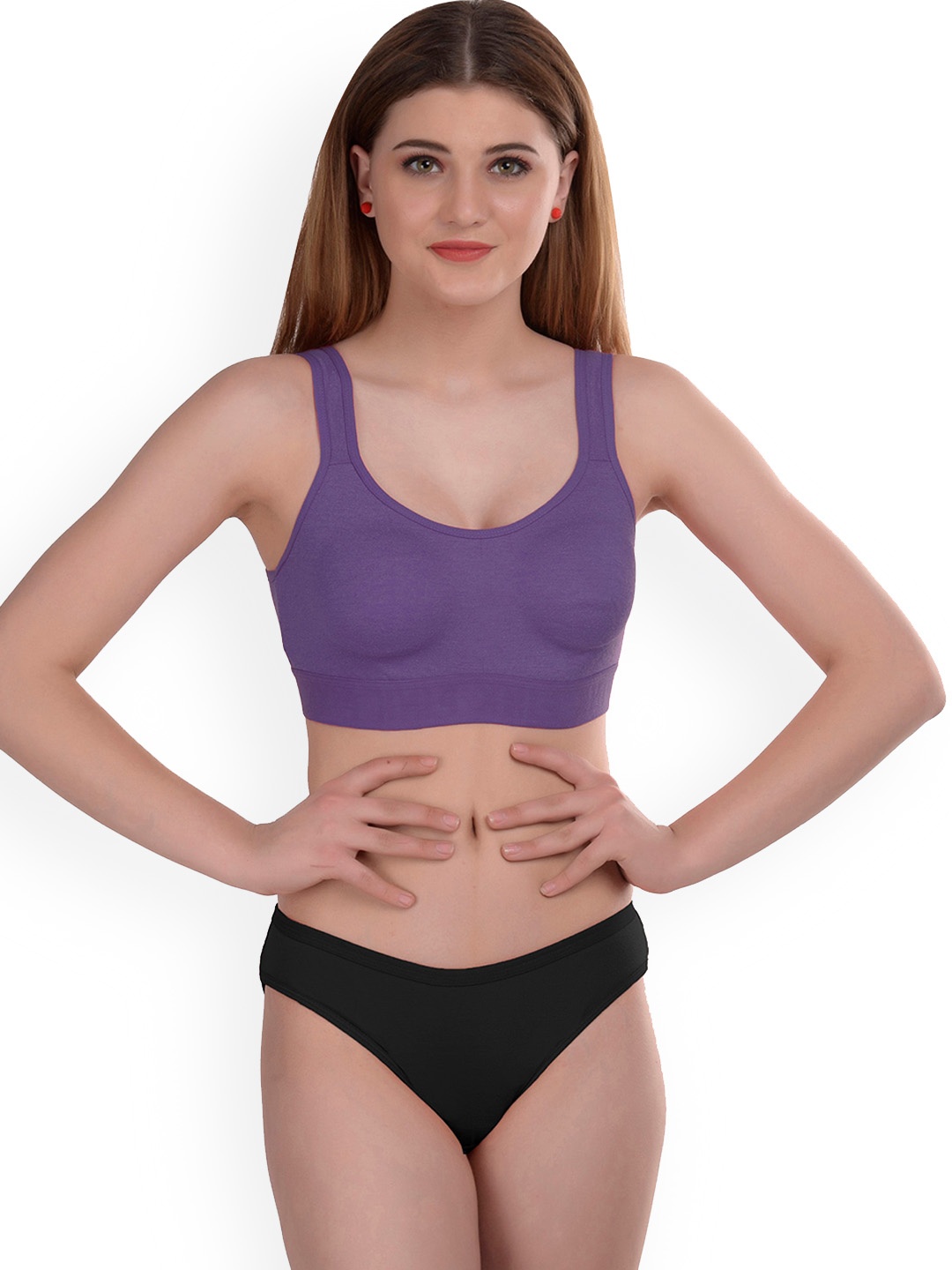 

AROUSY Cotton Padded Lingerie Set, Purple
