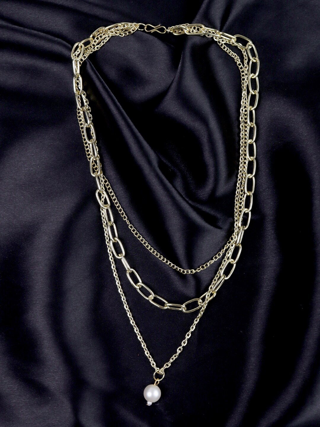 

VAGHBHATT Gold-Plated Pearl Beaded Layered Chain