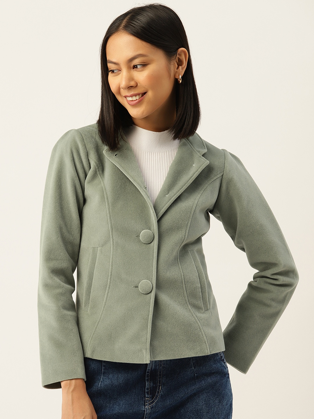 

Leather Retail Women Lightweight Tailored Velvet Jacket, Green