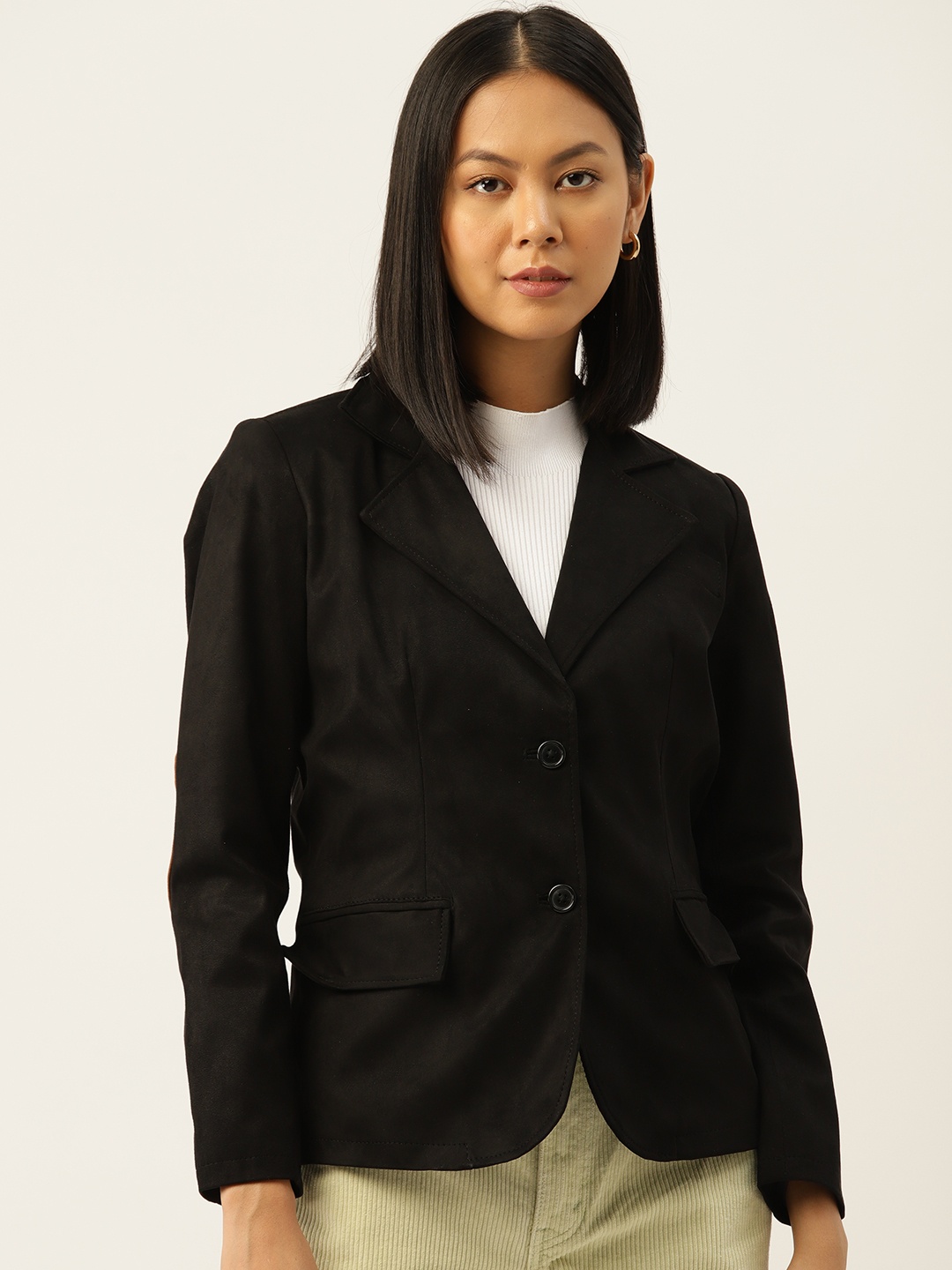 

Leather Retail Wome Suede Lightweight Tailored Jacket, Black