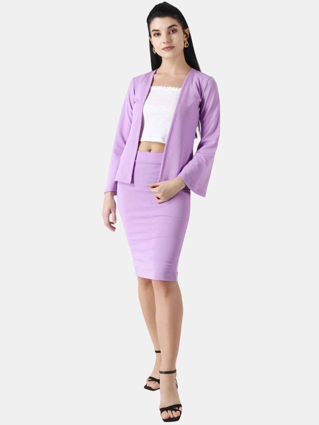 

Popwings Front Open Shrug With Skirt, Lavender