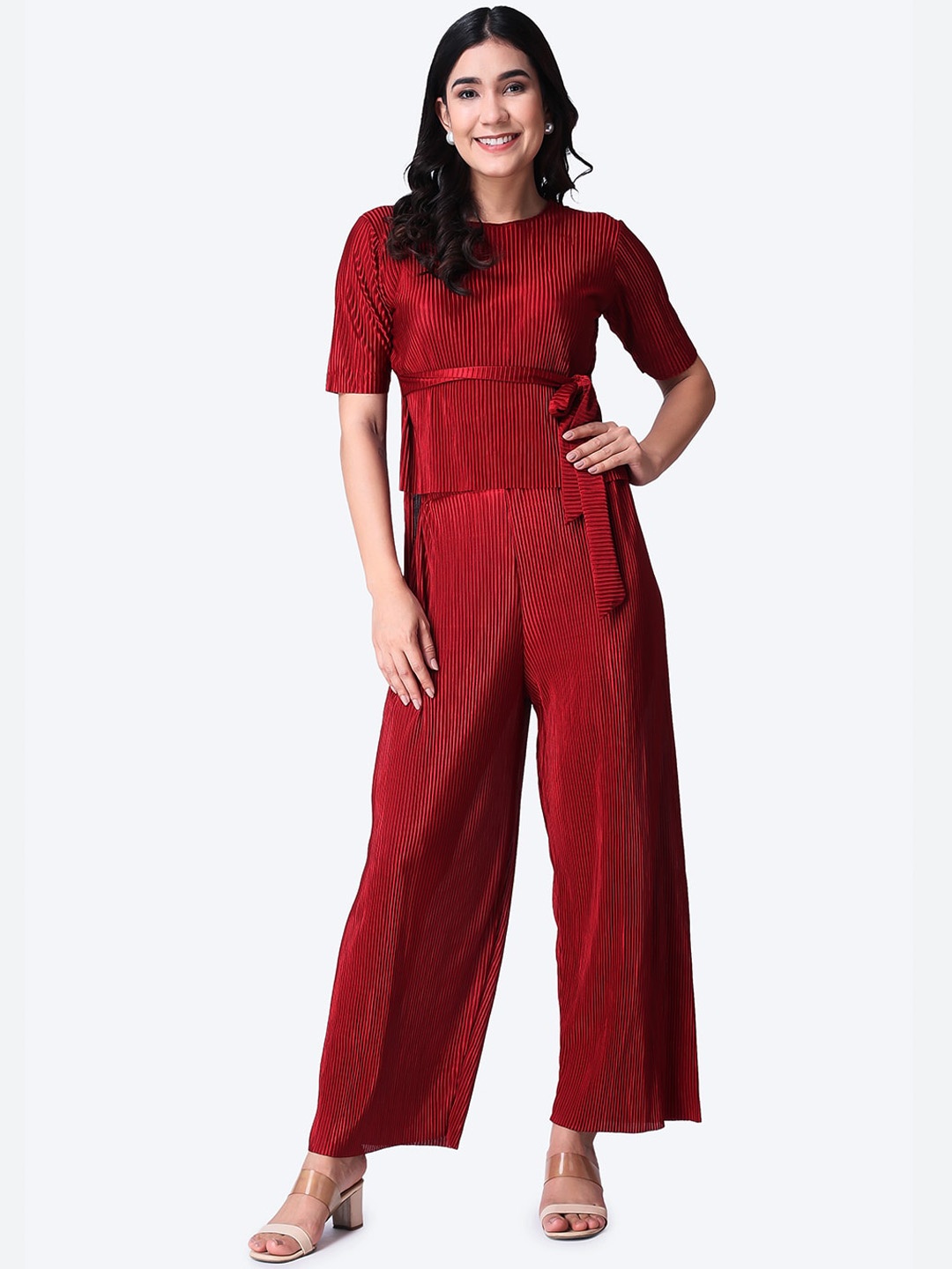 

Popwings Self-Design Top & Trouser Co-Ords, Maroon