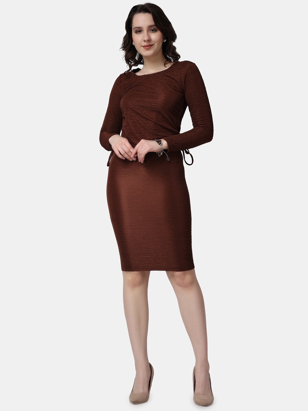 

Popwings Ruched Top & Skirt, Coffee brown