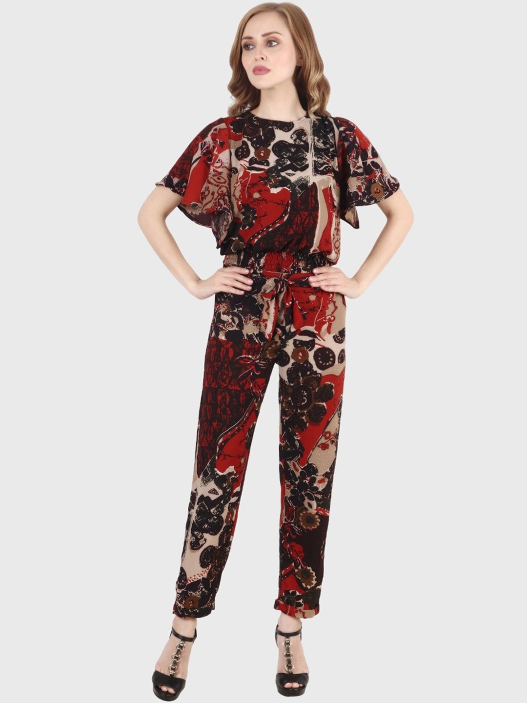 

Popwings Printed Top & Trouser, Coffee brown