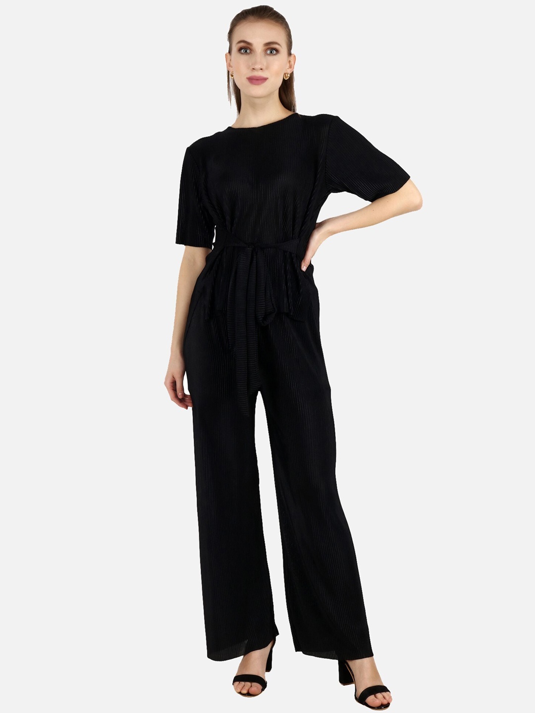 

Popwings Self Design Top With Palazzo, Black
