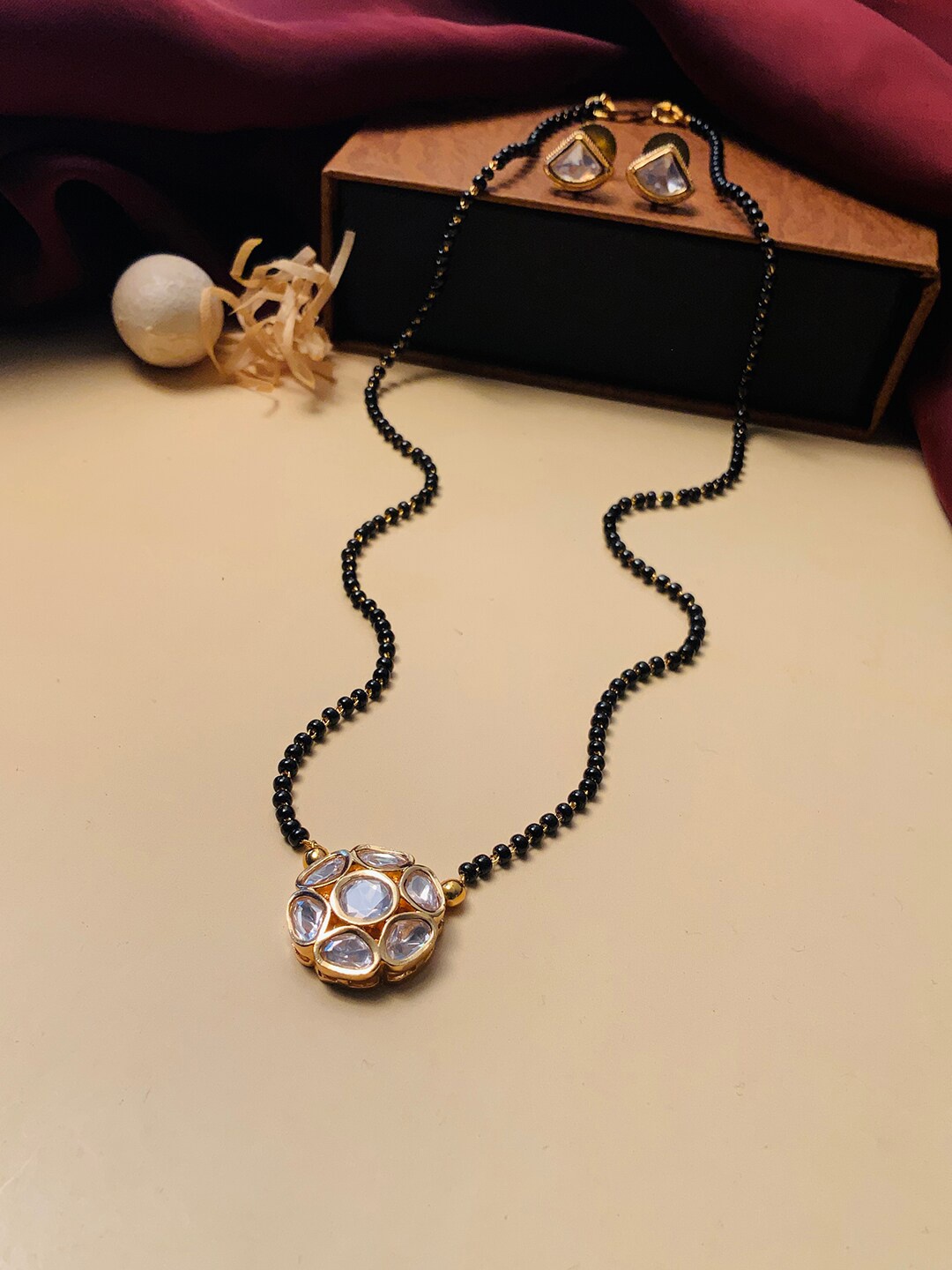 

ABDESIGNS Gold-Plated AD-Studded & Beaded Mangalsutra