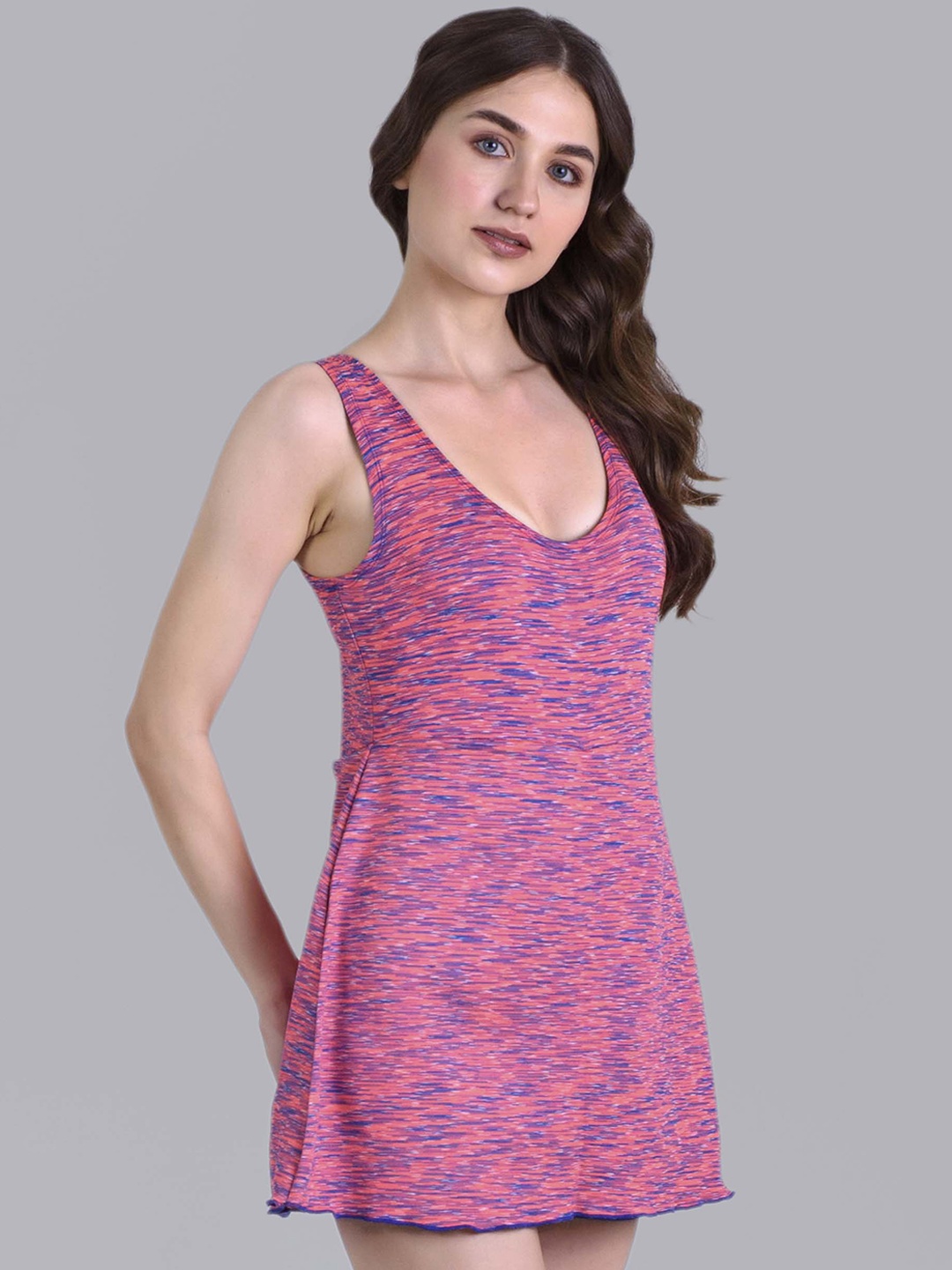 

Keepfit Printed Swimming Dress With Boy Shorts, Pink