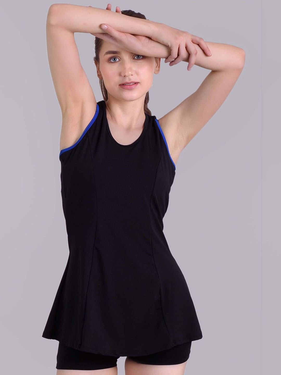 

Keepfit Women Sleeveless Swim Set With Padded Top and Boyshorts, Black