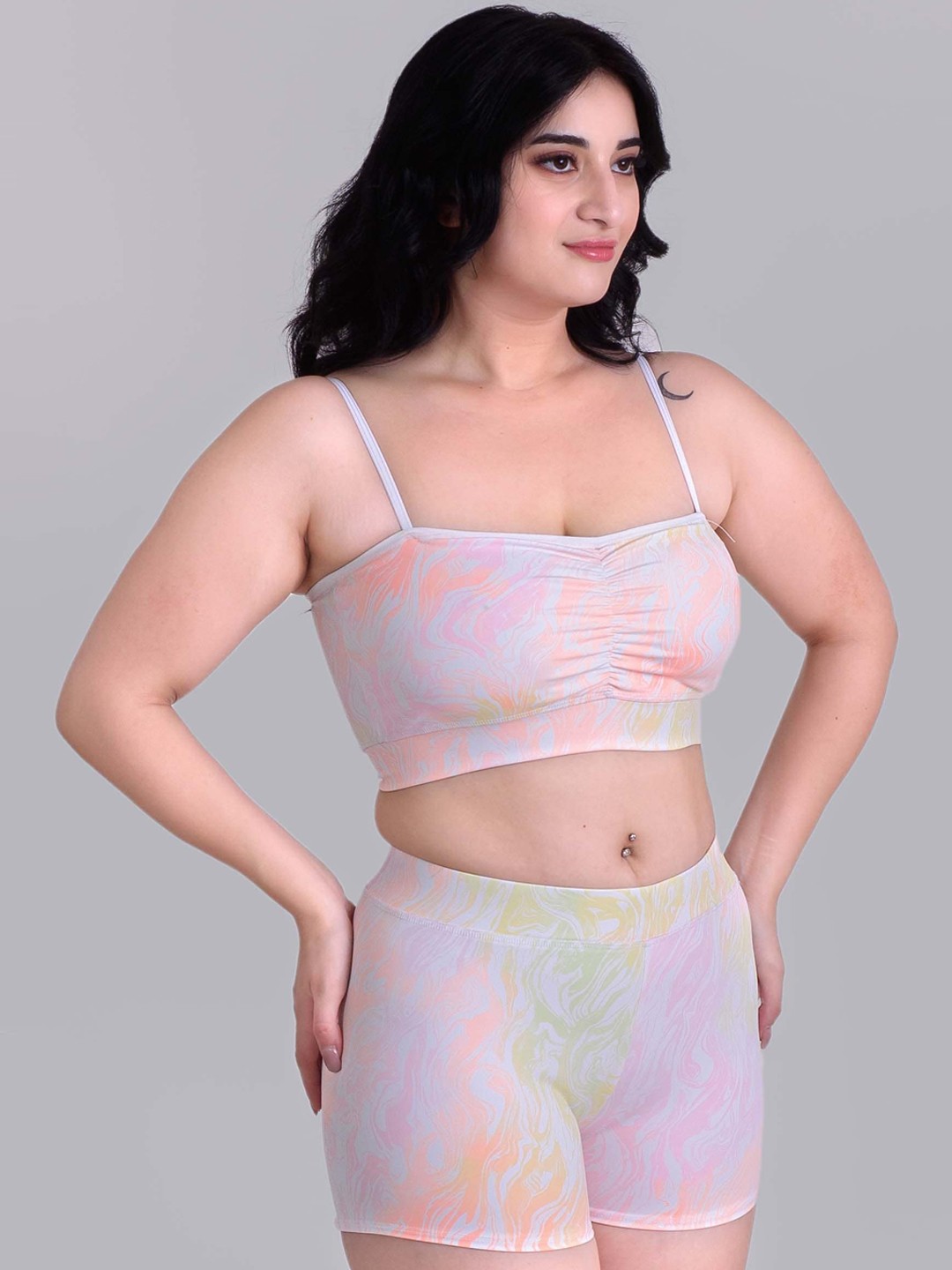 

Keepfit Abstract Printed Swim Top and Boyshorts, Purple
