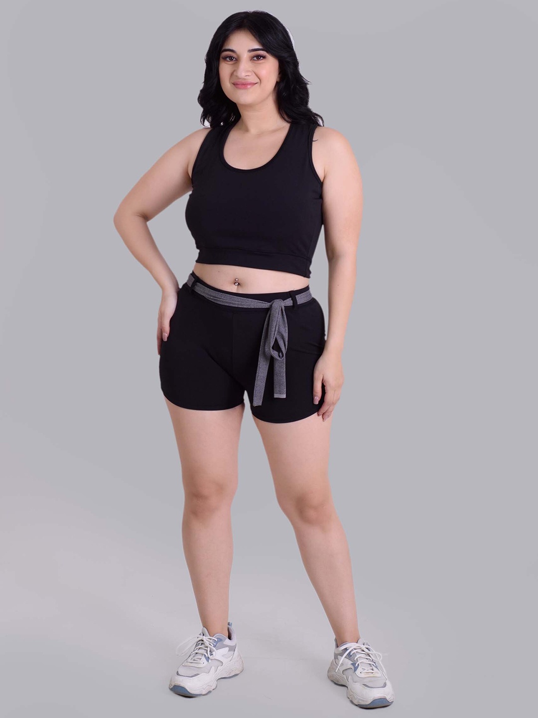 

Keepfit Round Neck Sleeveless Swim Set With Belt, Black
