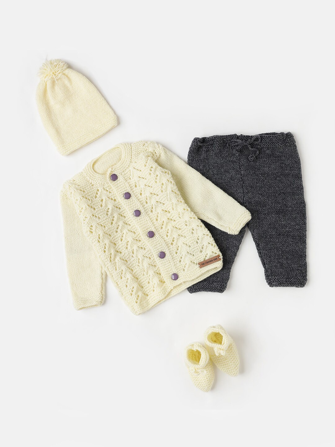 

The Original Knit Infants Self Design T-shirt With Capris, Cream