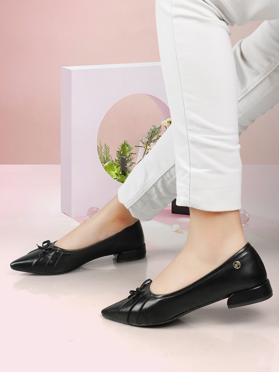 

ELLE Bow Detail Block Heel Pumps, Black