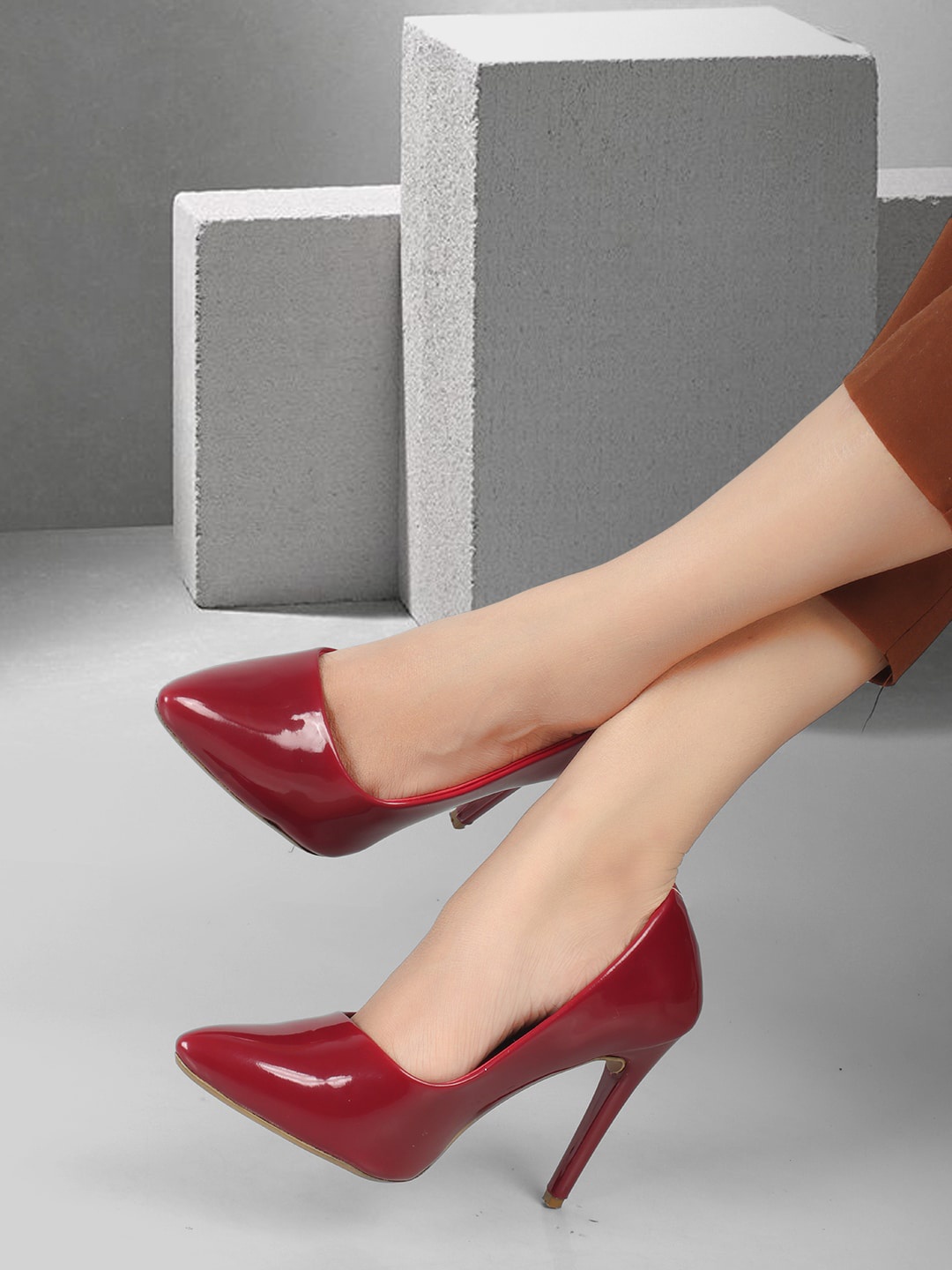 

ELLE Pointed Toe Stiletto Heel Pumps, Maroon