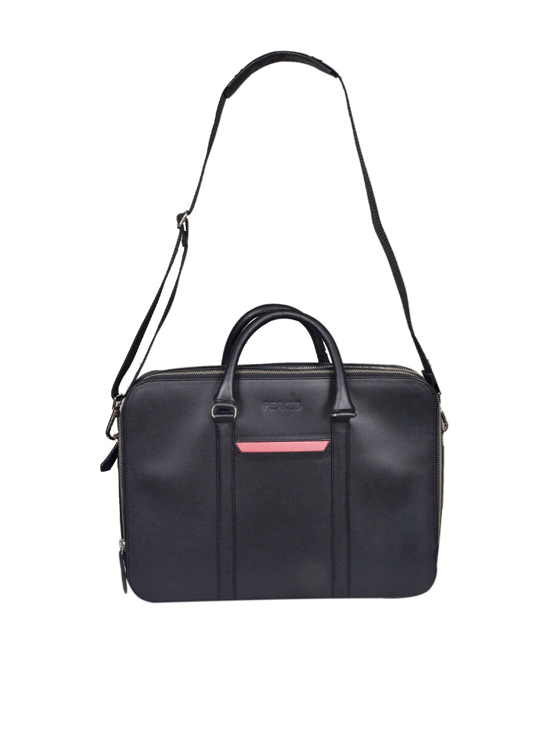 

PERKED Headline Unisex Leather Laptop Bag, Black