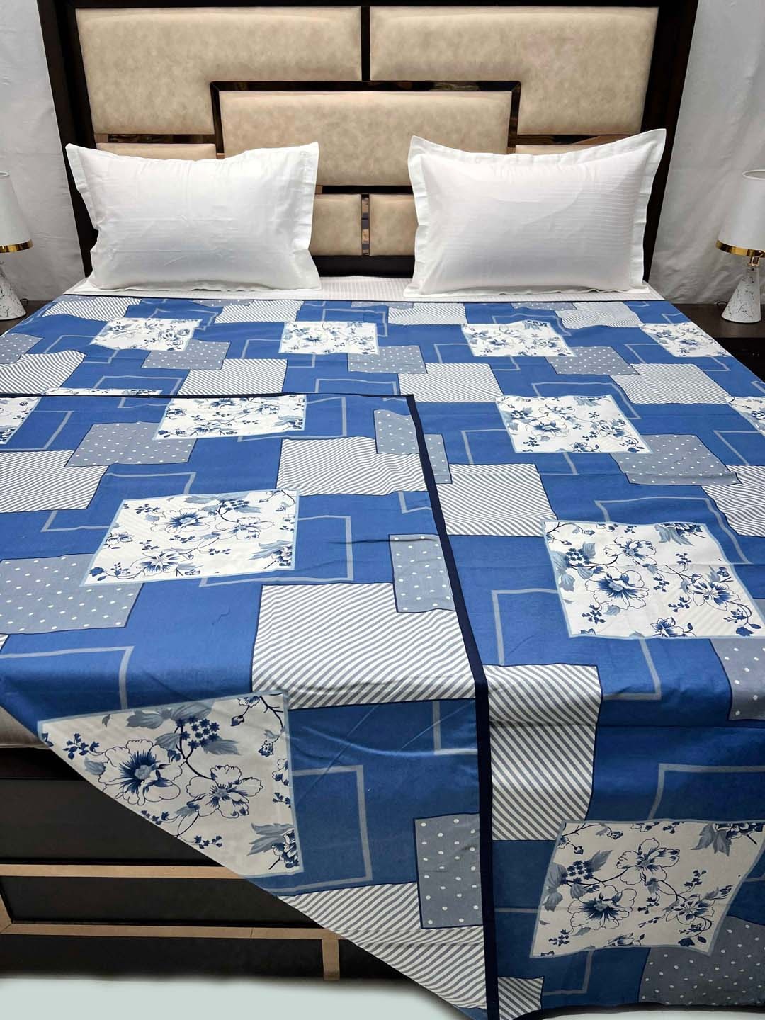 

Pure Decor Blue & White Printed Pure Cotton 250TC Double XL Duvet Cover