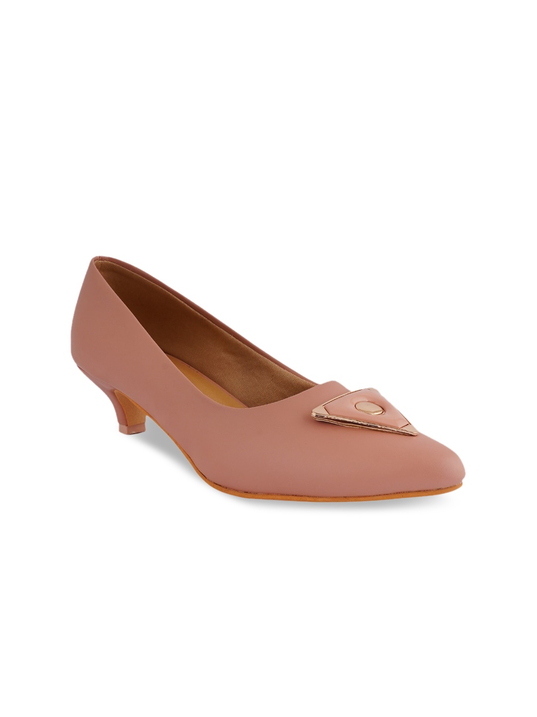 

SCENTRA Pointed Toe Embellished Kitten Pumps, Nude