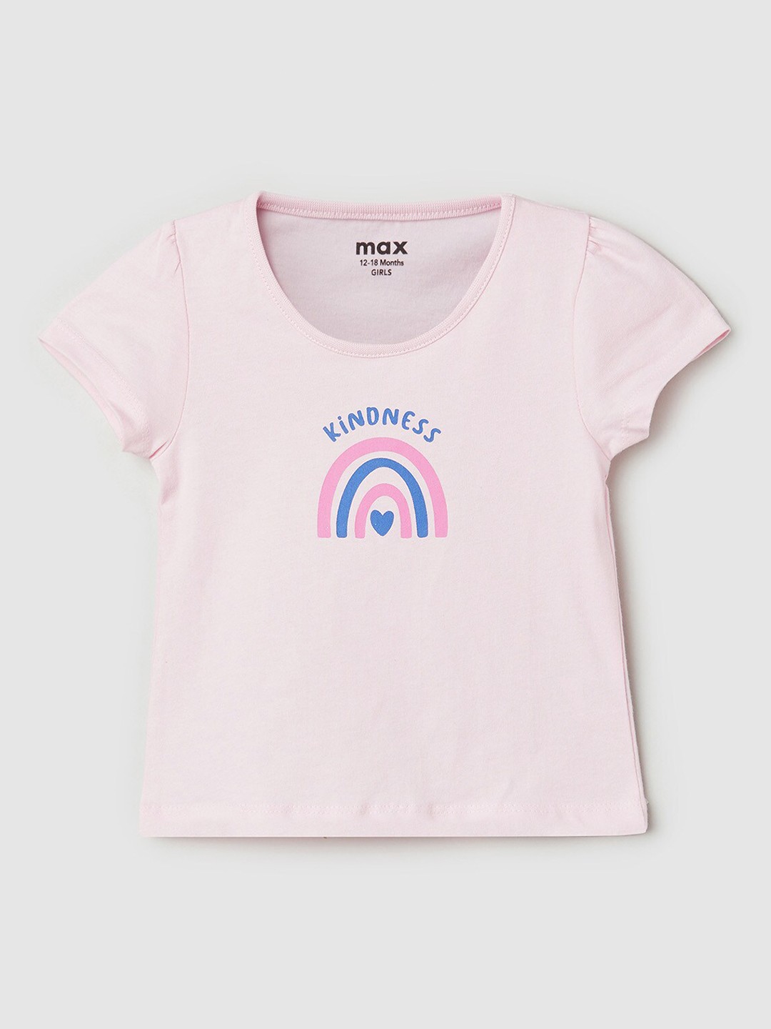 

max Infant Girls Graphic Printed Cotton T-shirt, Pink