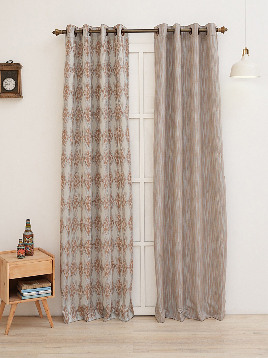 

Ariana Rust & Beige 2 Pieces Room Darkening Door Curtains