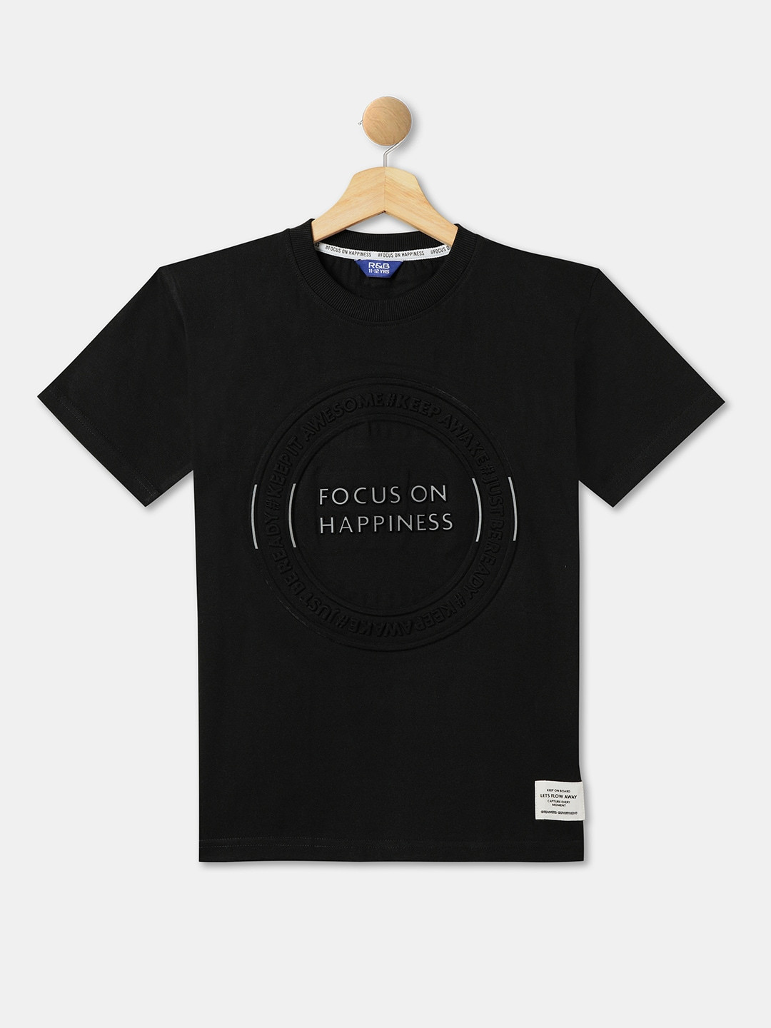 

R&B Boys Typography Printed Cotton T-shirt, Black