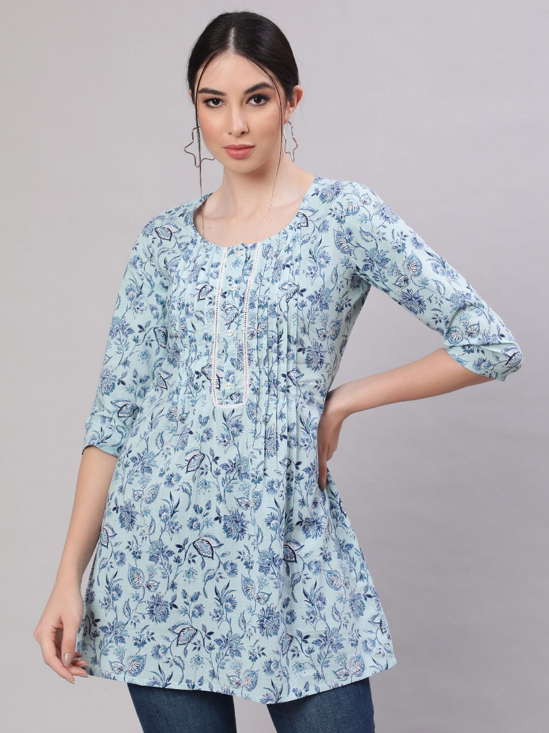 

Nayo Floral Printed Tunic, Blue