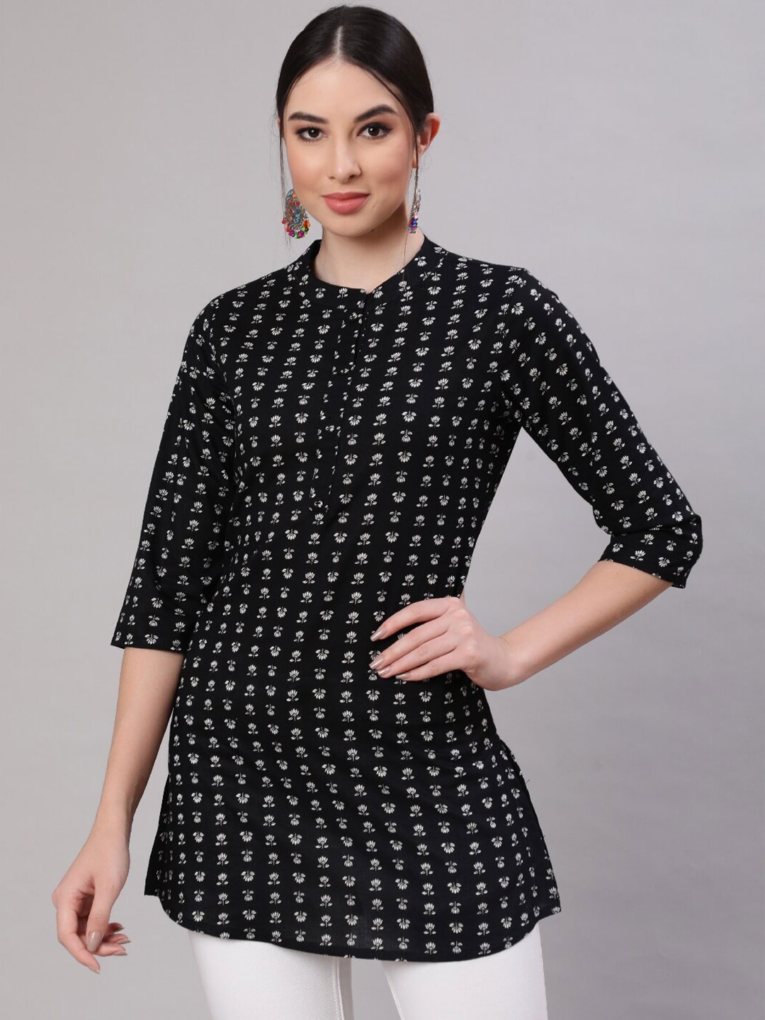 

Nayo Floral Printed Tunic, Black