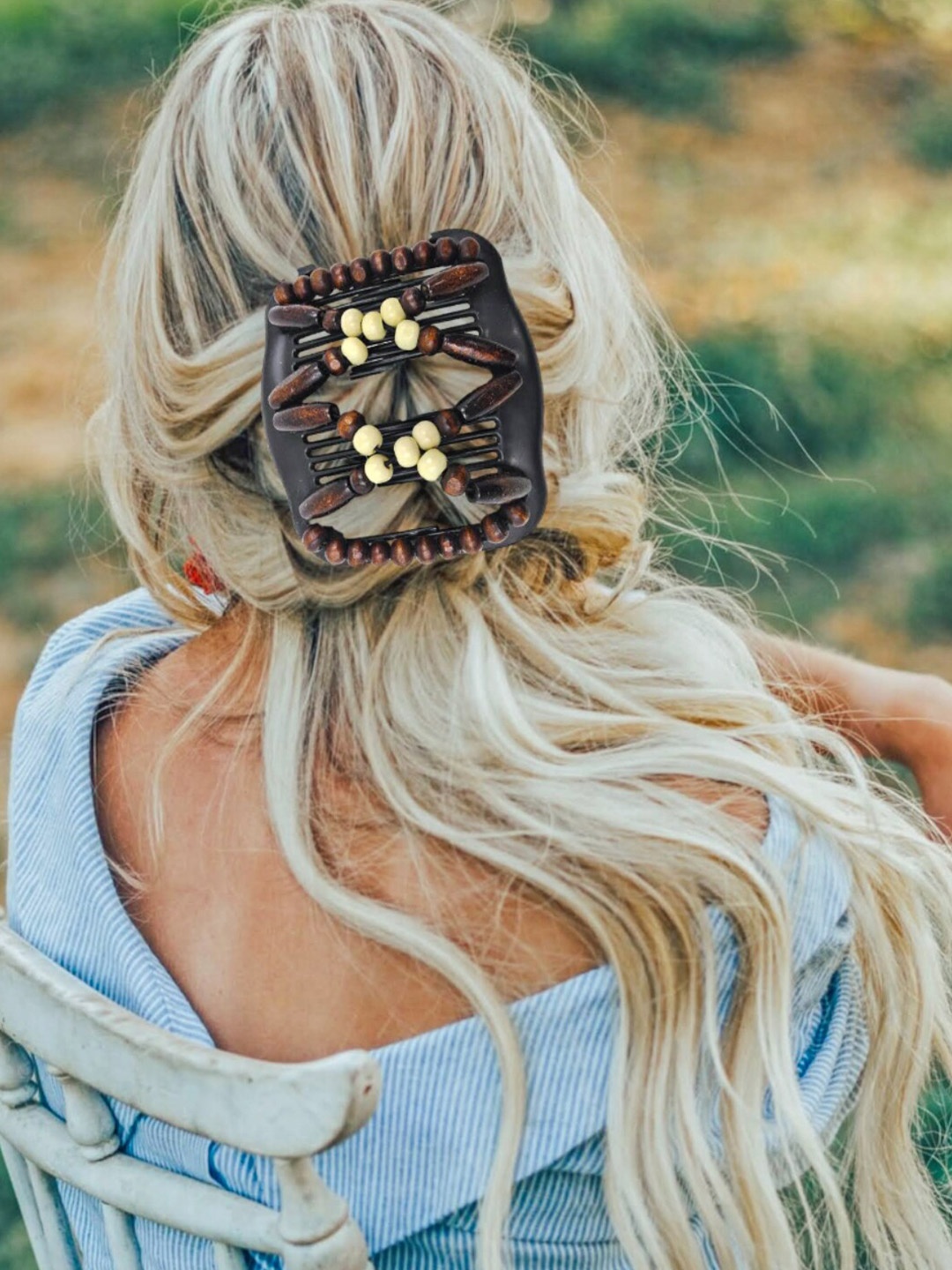 

Proplady Embellished Wooden French Barrette, Camel brown