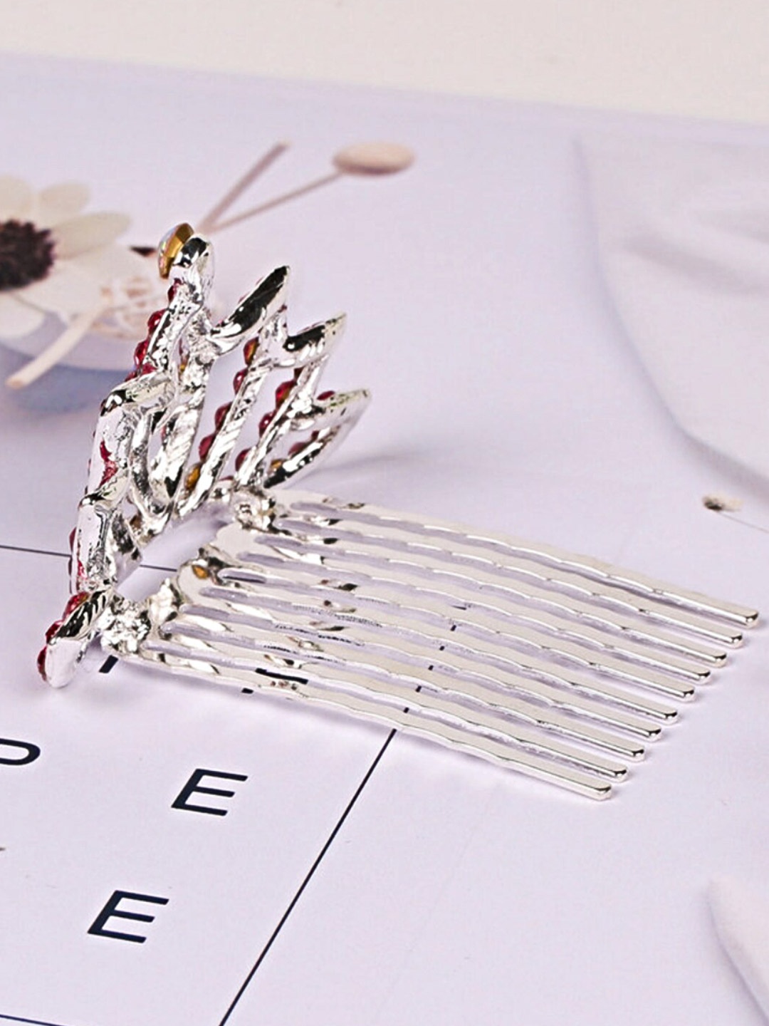 

Proplady Embellished Comb Pin, Silver