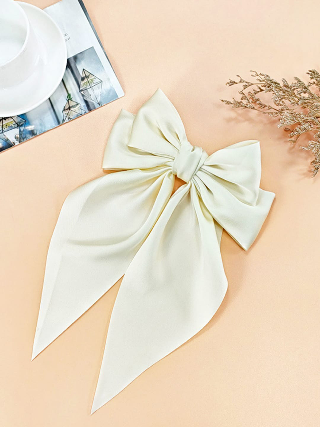 

Proplady Embellished Bow Alligator Hair Clip, Beige