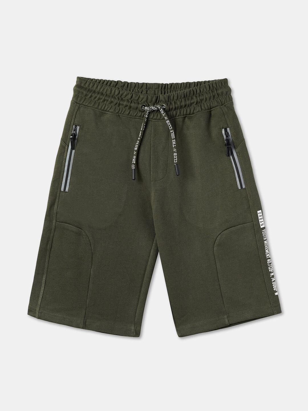 

R&B Boys Mid-Rise Regular Cotton Shorts, Olive