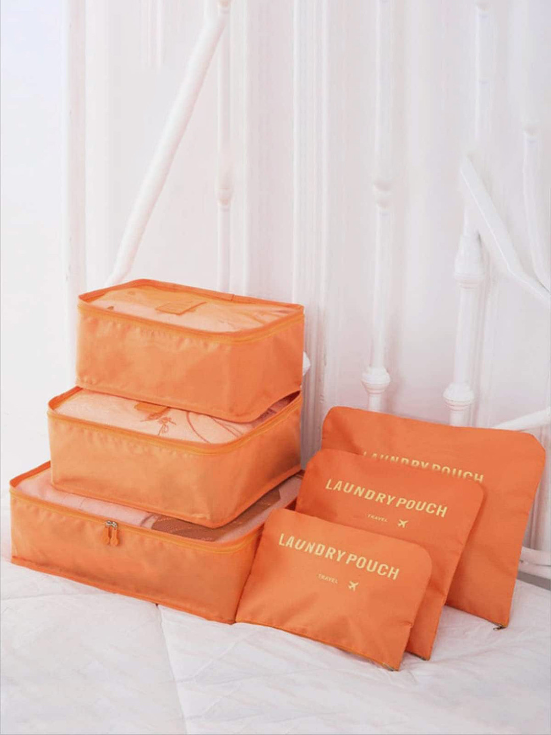

Awestuffs Orange-Coloured 6 Pieces Printed Multi-Utility Organisers