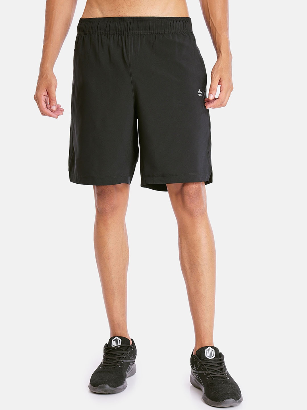 

CULT Men Mid-Rise Flydry Technology Sports Shorts, Black