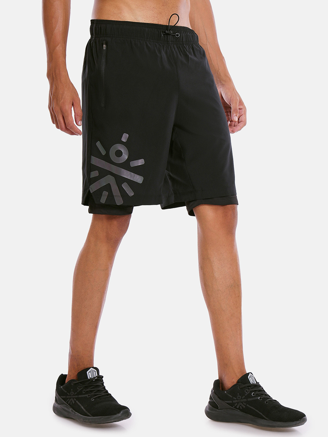 

Cultsport Men Graphic Printed Fly Dry Sports Shorts, Black