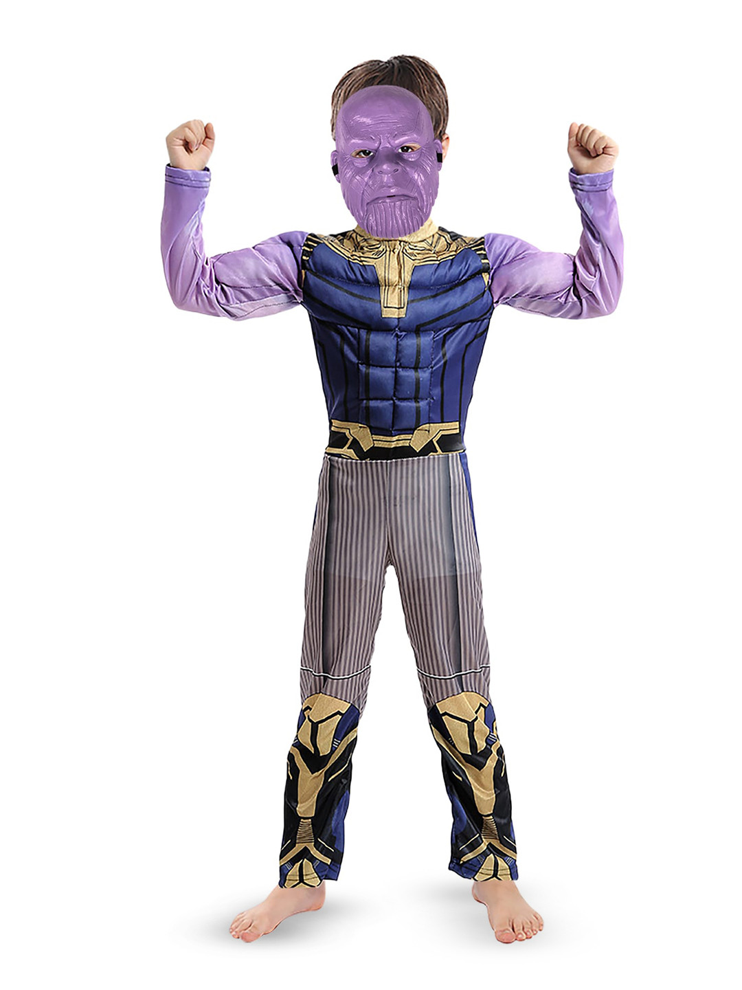 

JENNA Kids Muscular Arms Halloween Thanos Costume with Face Mask, Purple