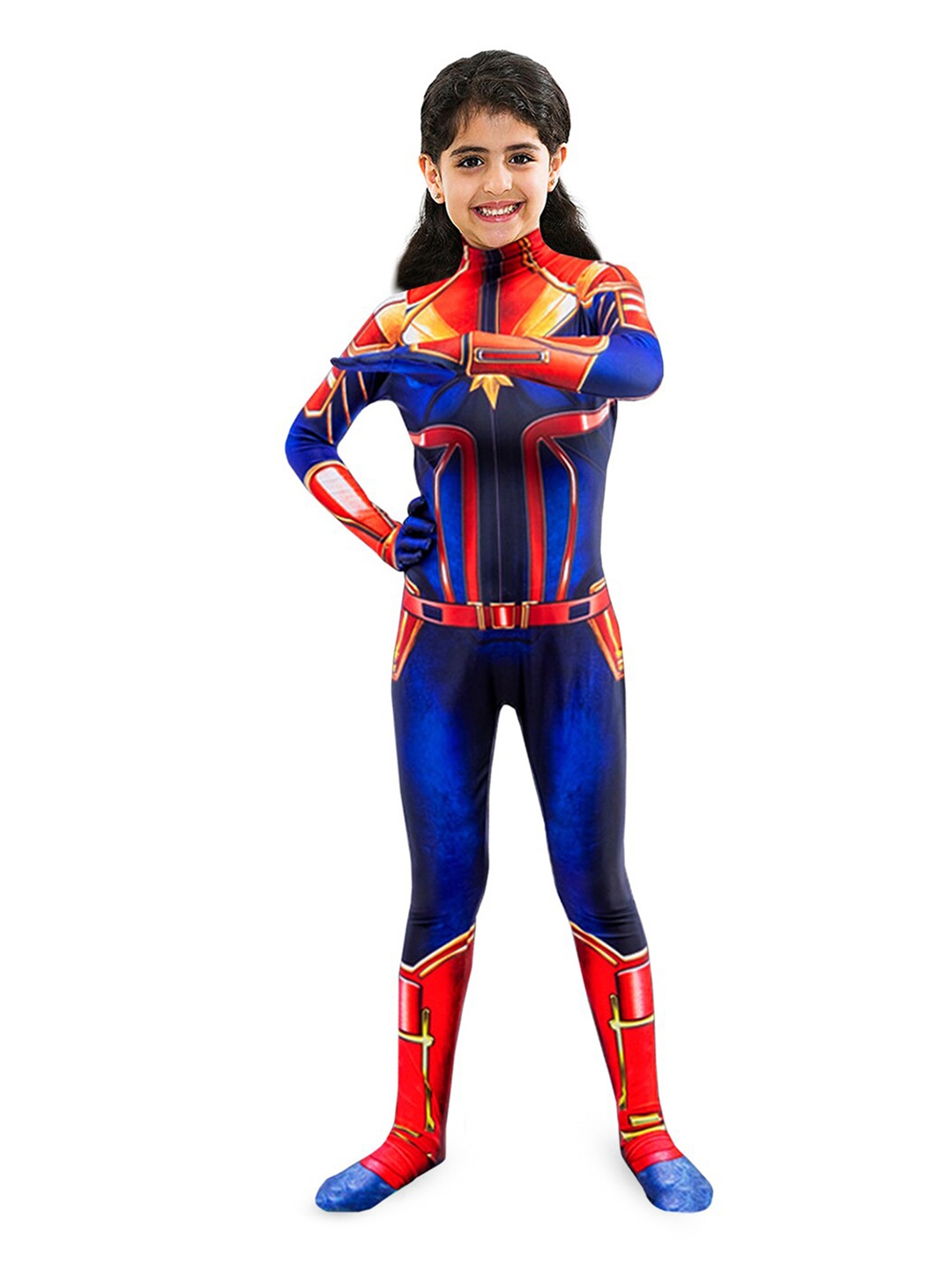 

JENNA Kids Halloween Captain Marvel Costume, Blue