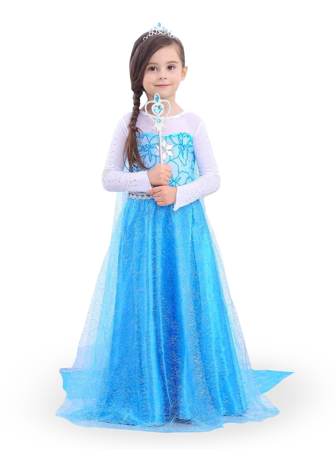 

JENNA Blue Embellished Halloween Cosplay Frozen Elsa Maxi Dress