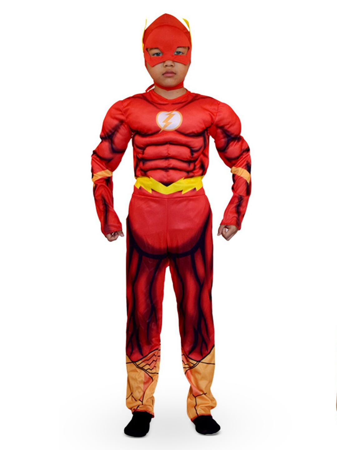 

JENNA Kids Muscular Arms Halloween Flash Costume with Face Mask, Red