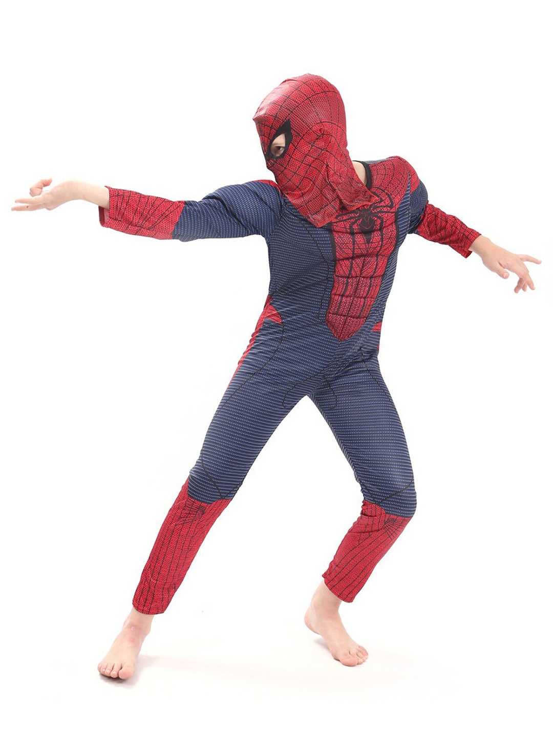 

JENNA Kids Muscular Arms Halloween Spiderman Costume With Face Mask, Red