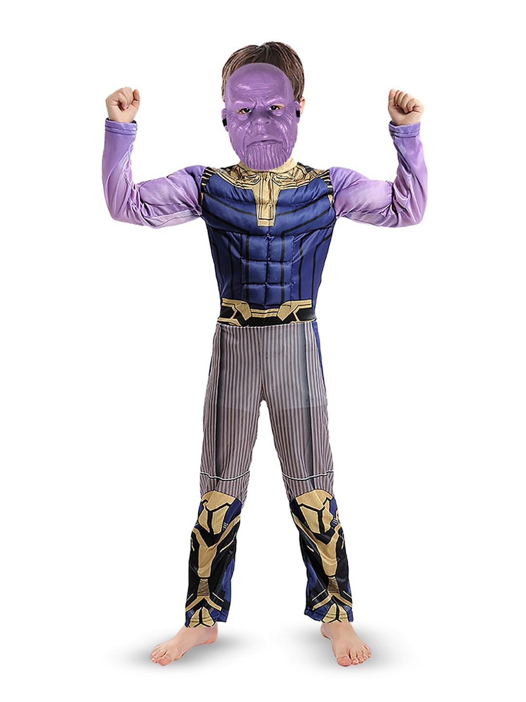 

JENNA Kids Muscular Arms Halloween Thanos Costume With Face Mask, Purple