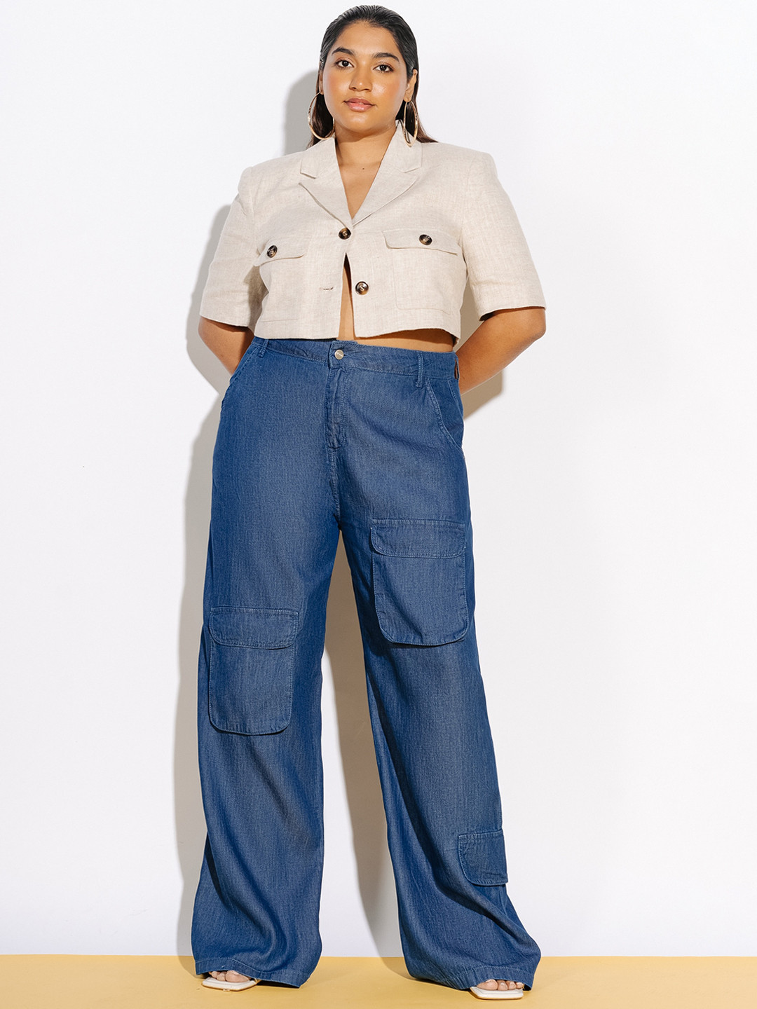 

FREAKINS Women Blue Straight Fit High-Rise Clean Look Jeans