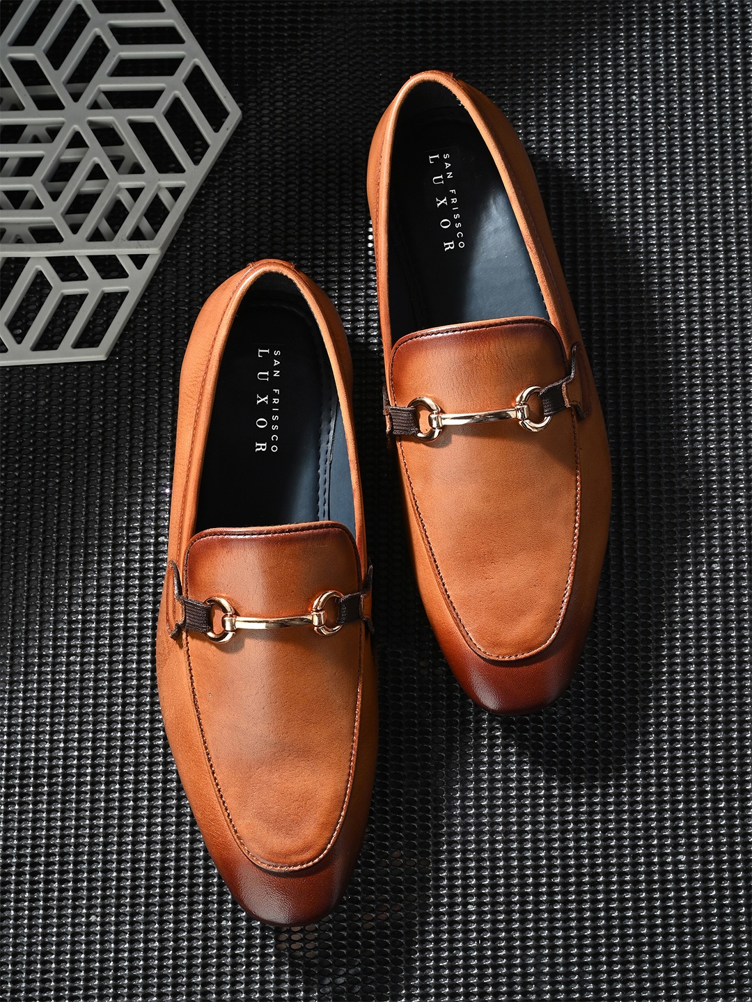 

San Frissco Men Leather Formal Horsebit Loafers, Tan