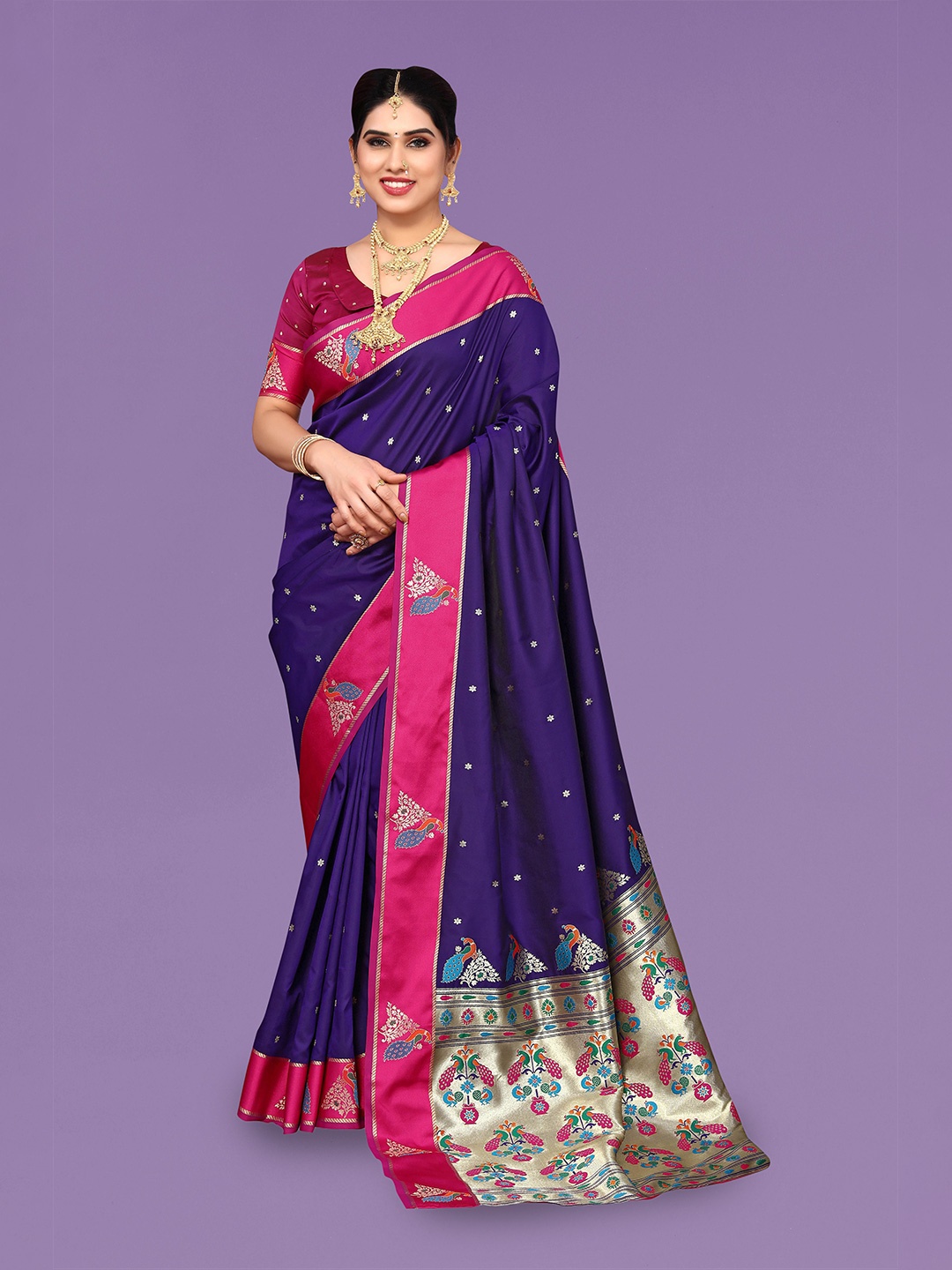 

Ekta Textiles Woven Design Zari Pure Silk Banarasi Saree, Blue