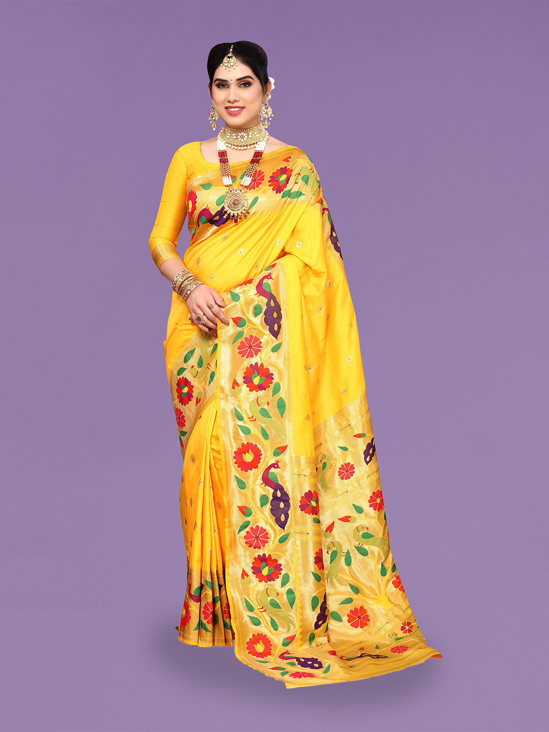 

Ekta Textiles Woven Design Zari Pure Silk Banarasi Saree, Yellow
