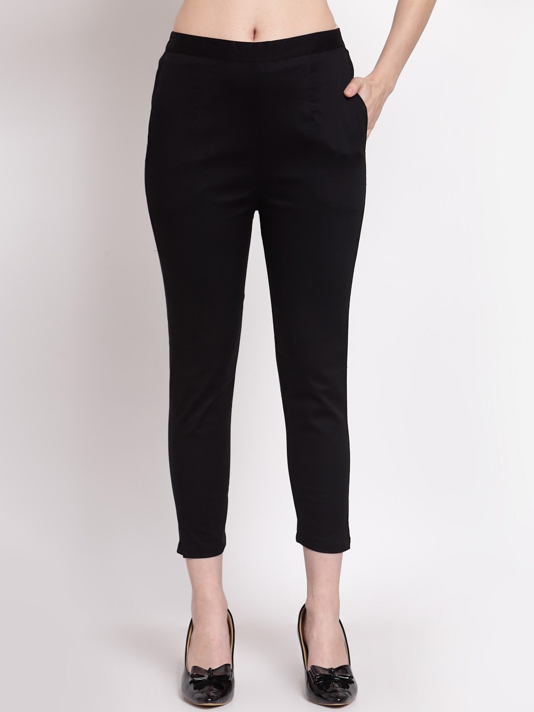 

Altiven Women Relaxed Slim Fit Low-Rise Regular Trousers, Black